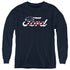 FORD/FLAG LOGO - YOUTH LONG SLEEVE TEE - NAVY