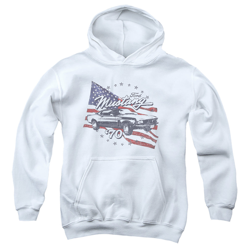 FORD MUSTANG/70 MUSTANG - YOUTH PULLOVER HOODIE - WHITE