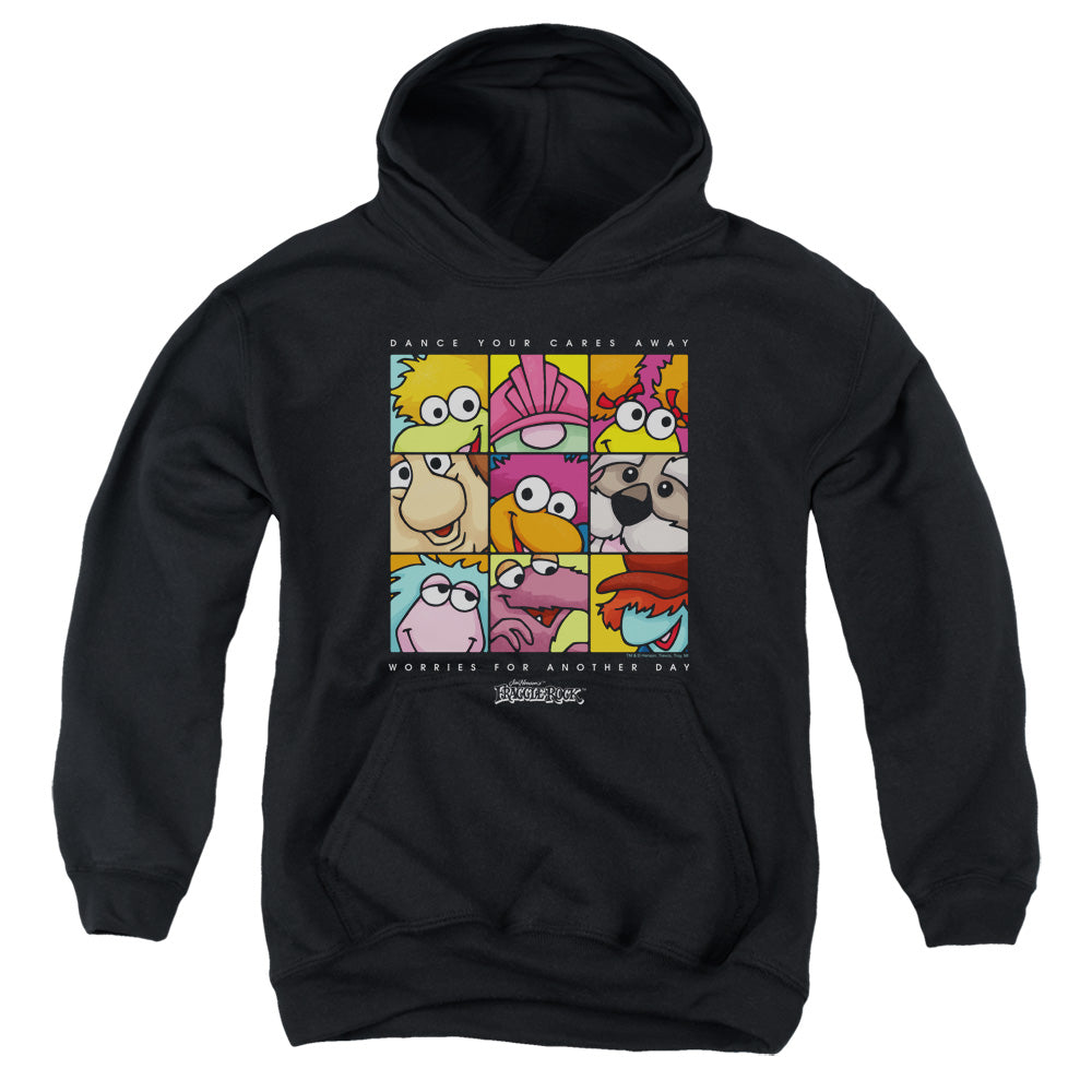 FRAGGLE ROCK/SQUARED - YOUTH PULLOVER HOODIE - BLACK