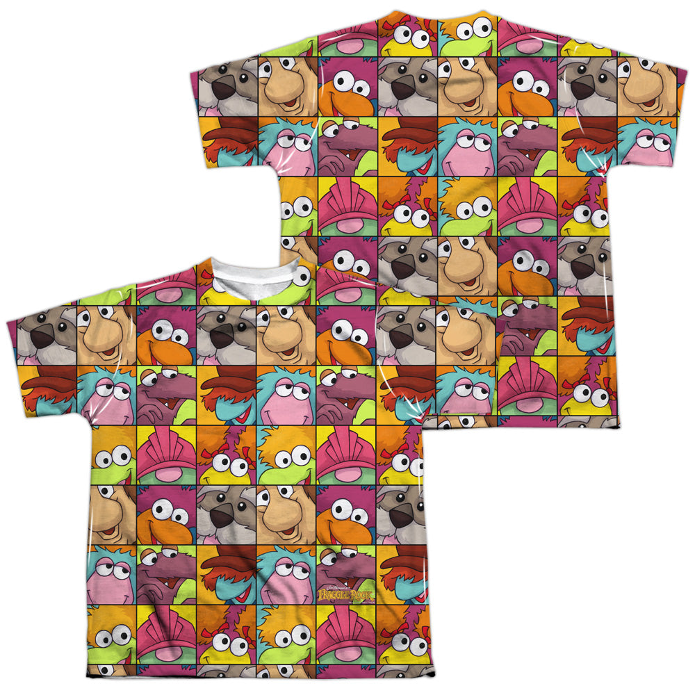 FRAGGLE ROCK/CHARACTER SQUARES (FRONT/BACK PRINT) - S/S YOUTH POLY CREW - MULTI
