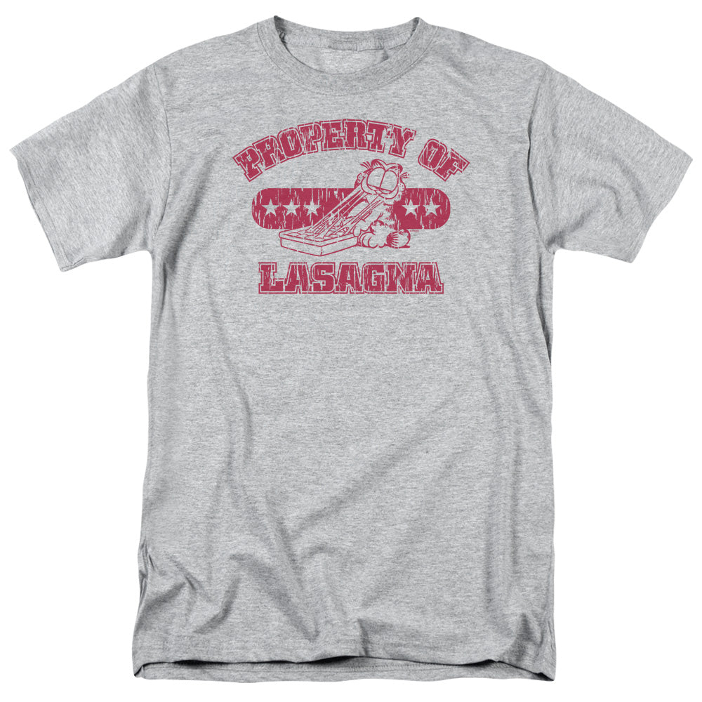 GARFIELD/PROPERTY OF LASAGNA - S/S ADULT 18/1 - ATHLETIC HEATHER