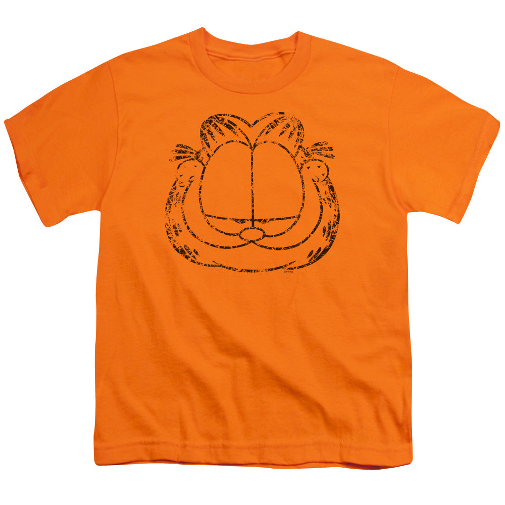 GARFIELD/SMIRKING DISTRESSED - S/S YOUTH 18/1 - ORANGE