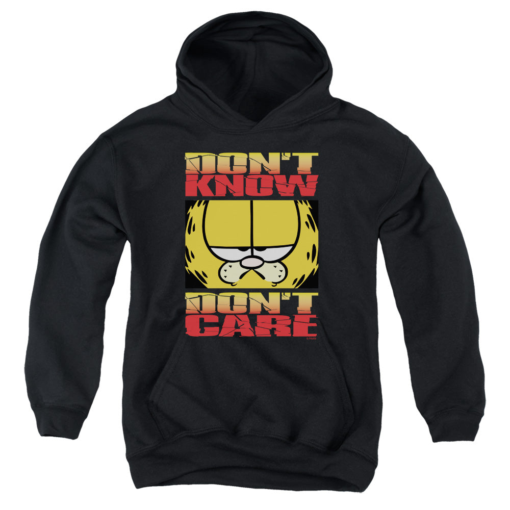 GARFIELD/DONT KNOW DONT CARE - YOUTH PULLOVER HOODIE - BLACK