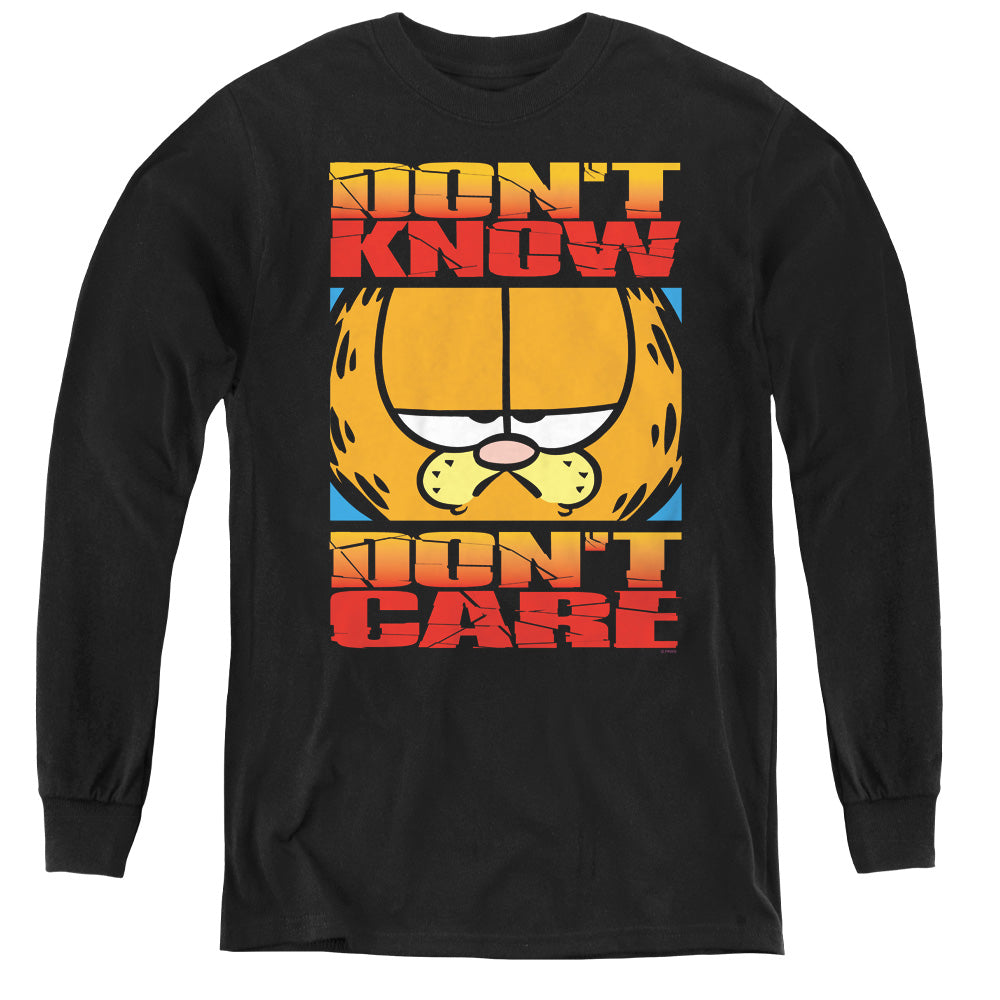 GARFIELD/DONT KNOW DONT CARE - YOUTH LONG SLEEVE TEE - BLACK