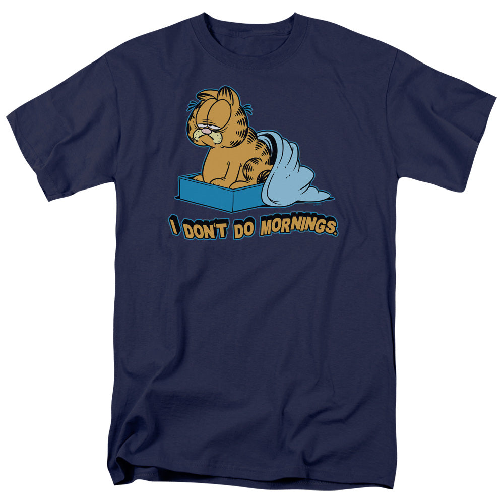 GARFIELD/I DONT DO MORNINGS - S/S ADULT 18/1 - NAVY