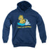 GARFIELD/I DONT DO MORNINGS - YOUTH PULLOVER HOODIE - NAVY