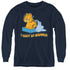 GARFIELD/I DONT DO MORNINGS - YOUTH LONG SLEEVE TEE - NAVY