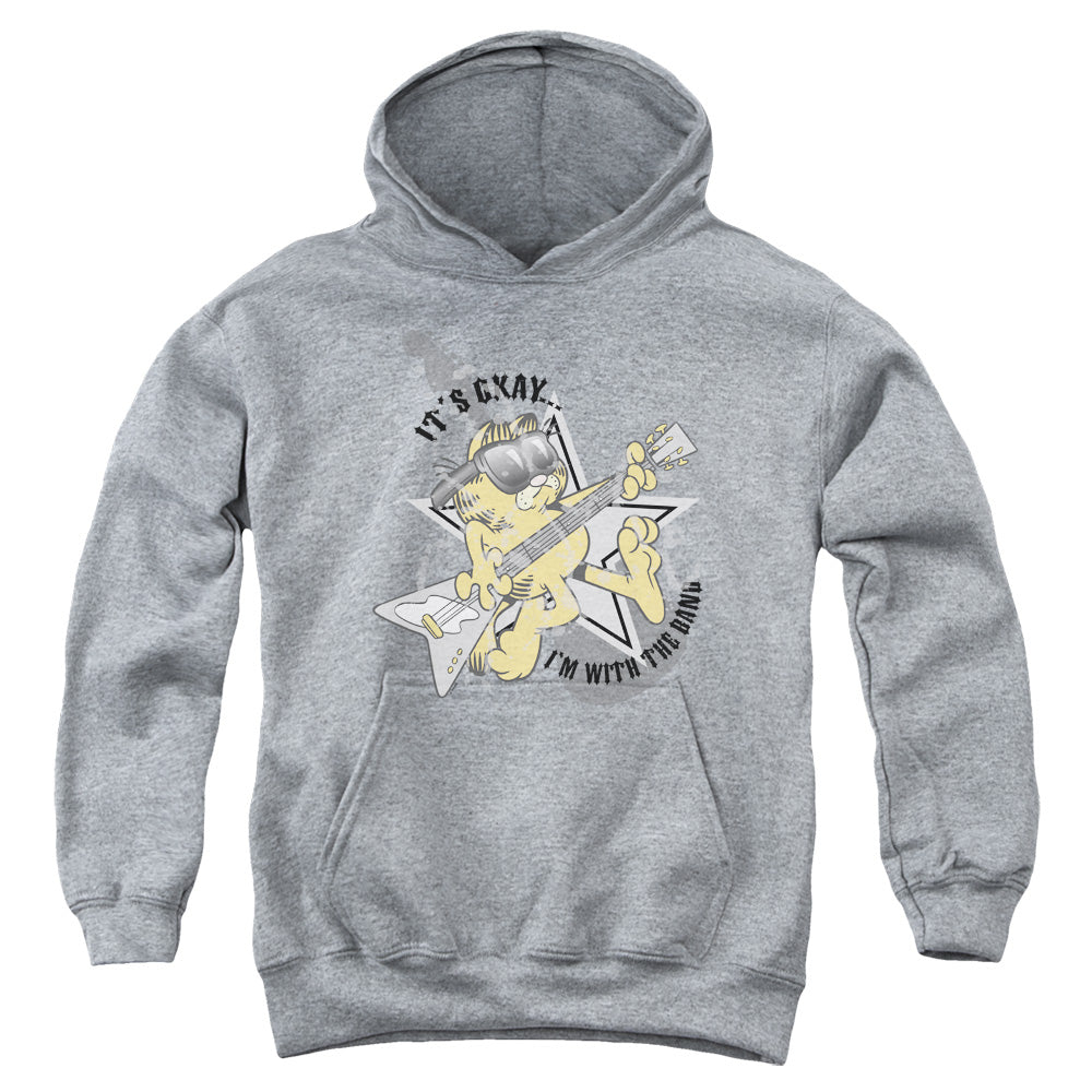 GARFIELD/IM WITH THE BAND - YOUTH PULLOVER HOODIE - ATHLETIC HEATHER