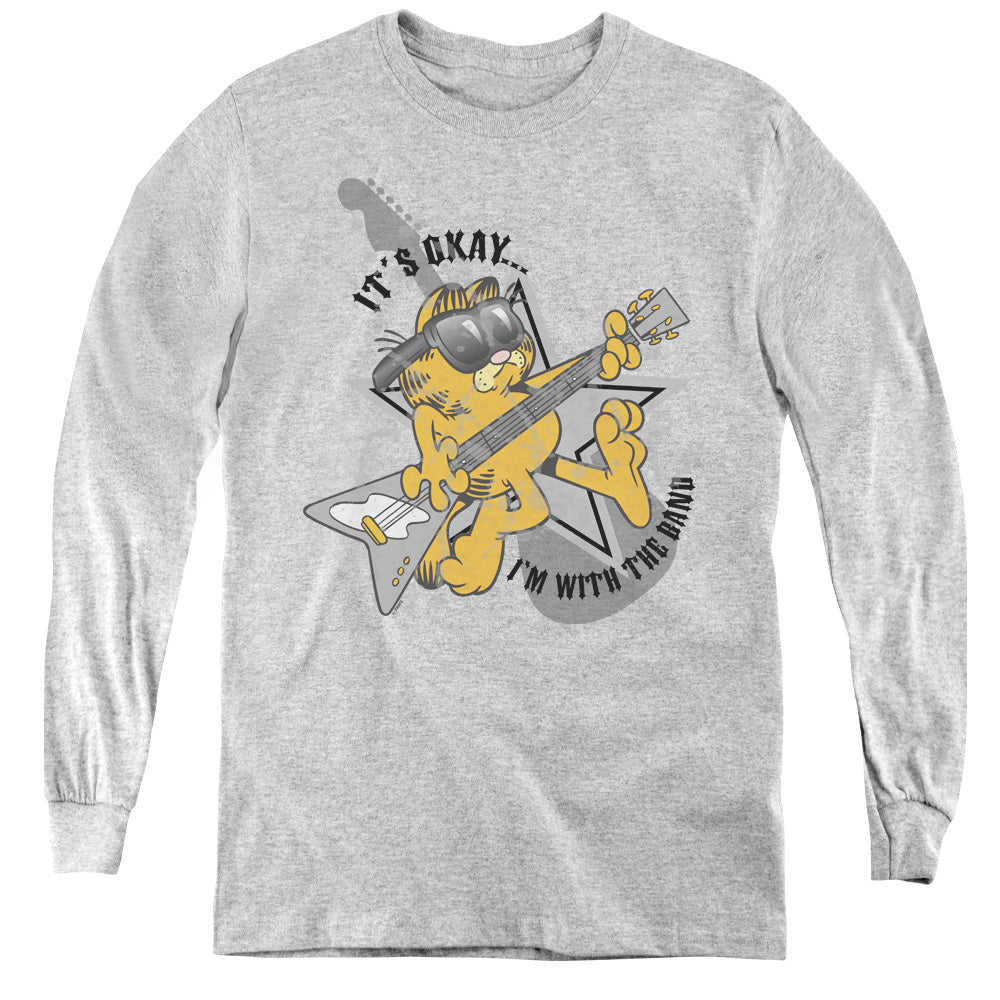 GARFIELD/IM WITH THE BAND - YOUTH LONG SLEEVE TEE - ATHLETIC HEATHER