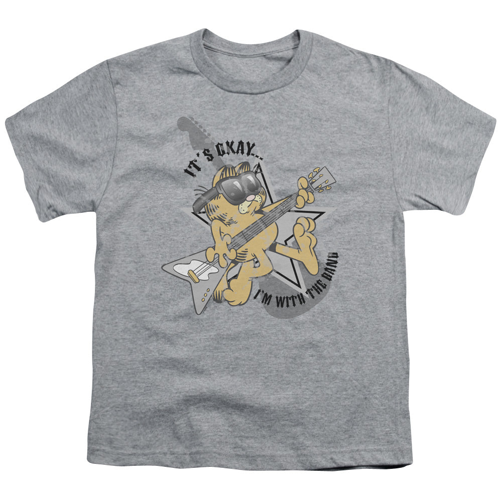 GARFIELD/IM WITH THE BAND - S/S YOUTH 18/1 - ATHLETIC HEATHER