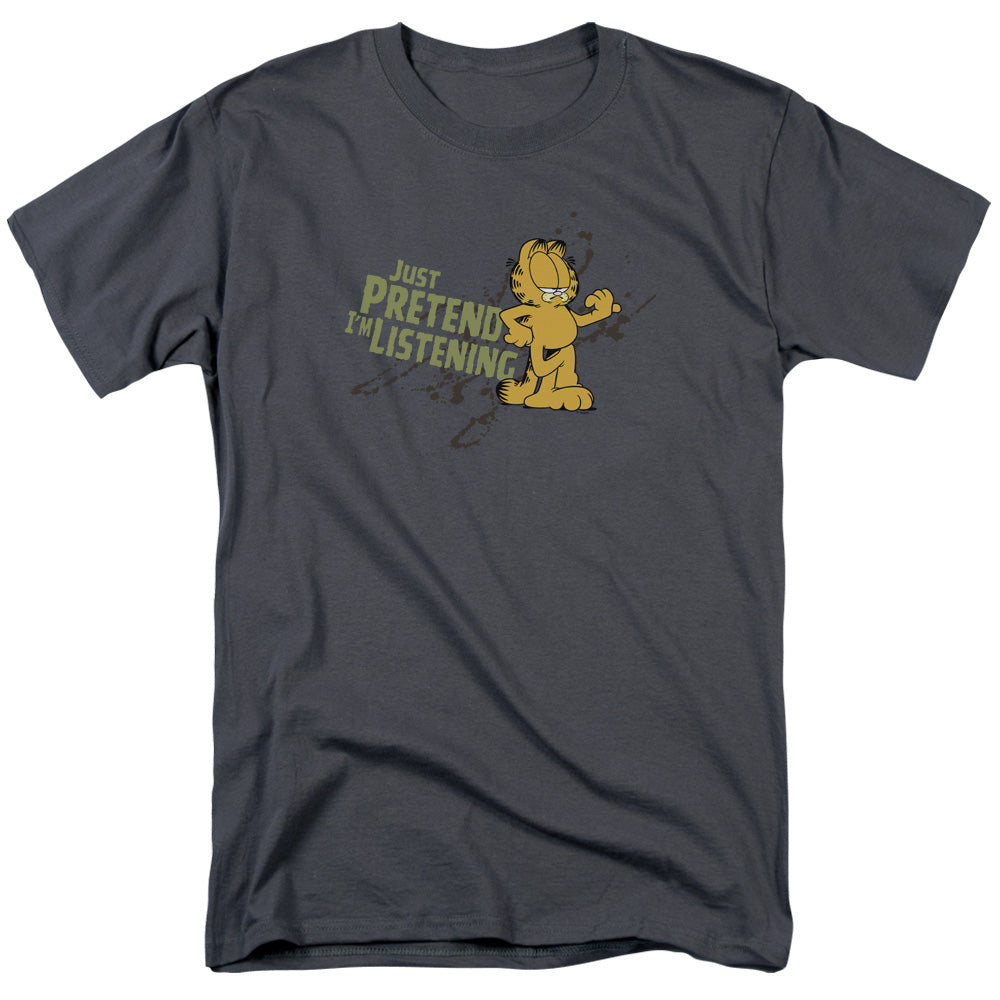 GARFIELD/JUST PRETEND IM LISTENING - S/S ADULT 18/1 - CHARCOAL