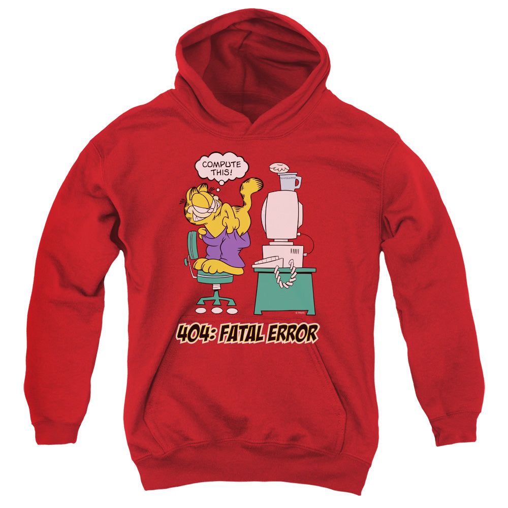 GARFIELD/COMPUTE THIS - YOUTH PULLOVER HOODIE - RED