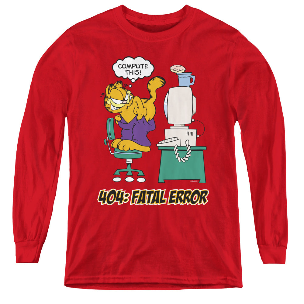 GARFIELD/COMPUTE THIS - YOUTH LONG SLEEVE TEE - RED