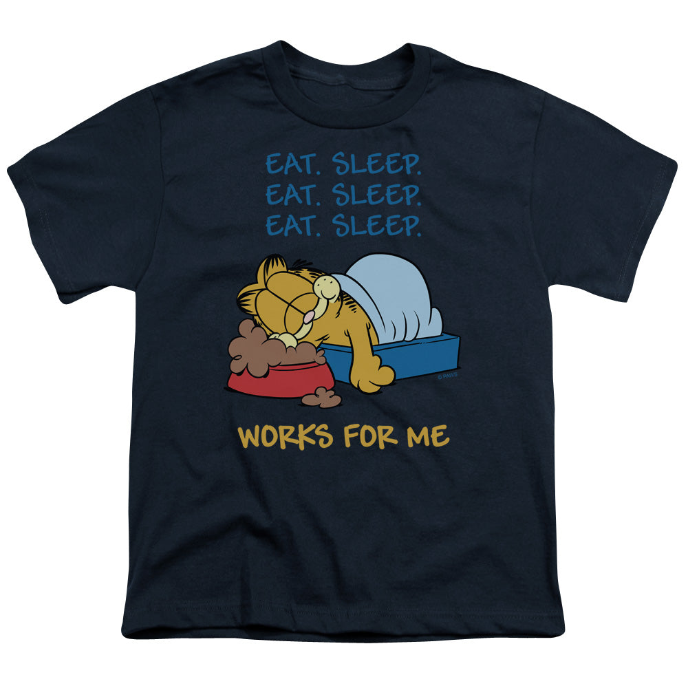 GARFIELD/WORKS FOR ME - S/S YOUTH 18/1 - NAVY