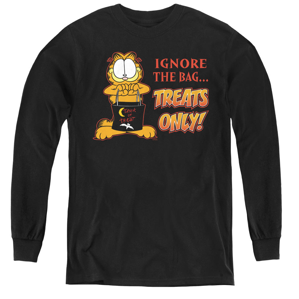 GARFIELD/TREATS ONLY - YOUTH LONG SLEEVE TEE - BLACK