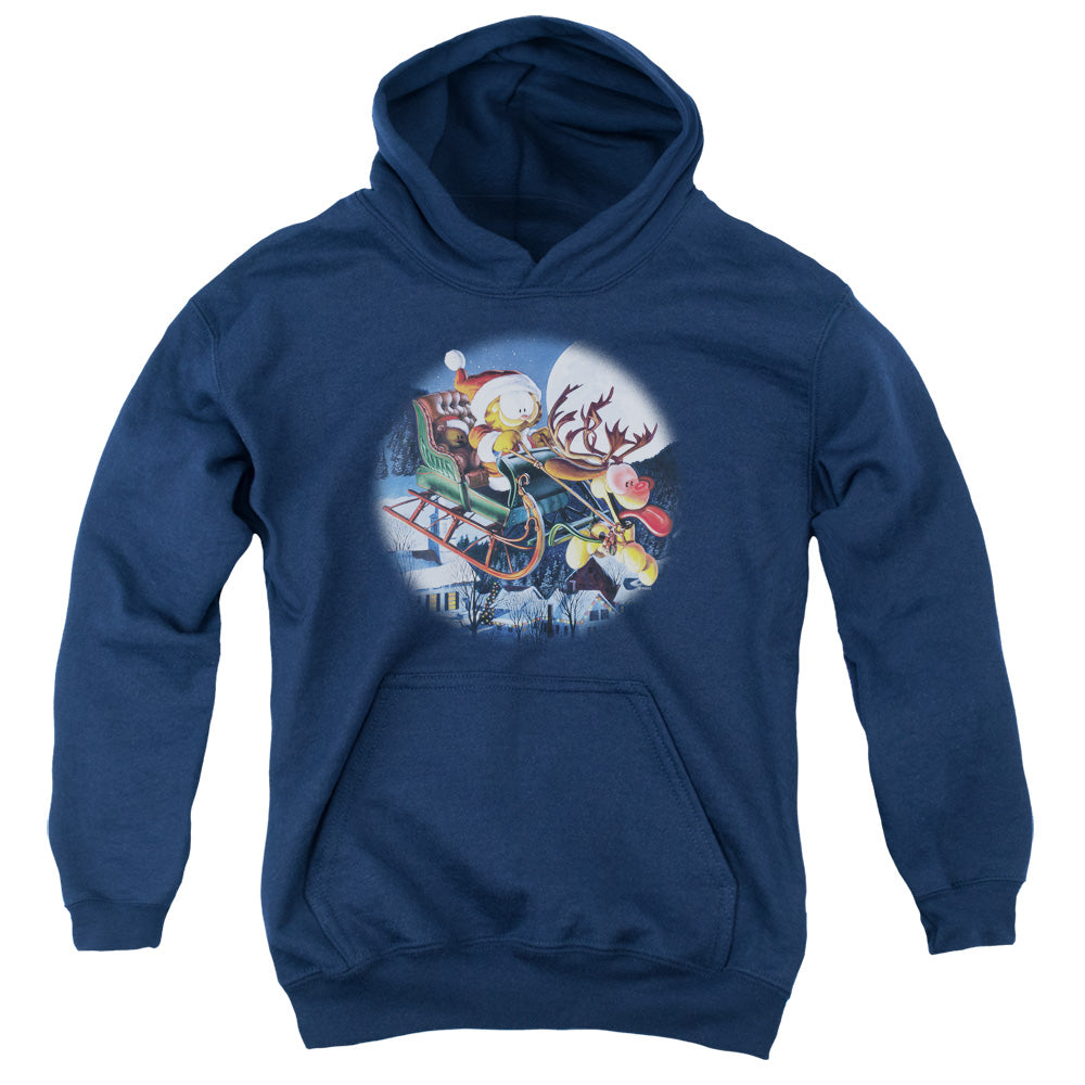 GARFIELD/MOONLIGHT RIDE - YOUTH PULLOVER HOODIE - NAVY