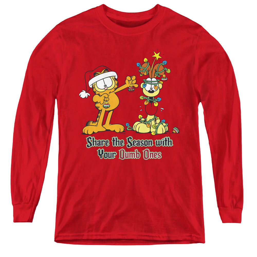 GARFIELD/SHARE THE SEASON - YOUTH LONG SLEEVE TEE - RED