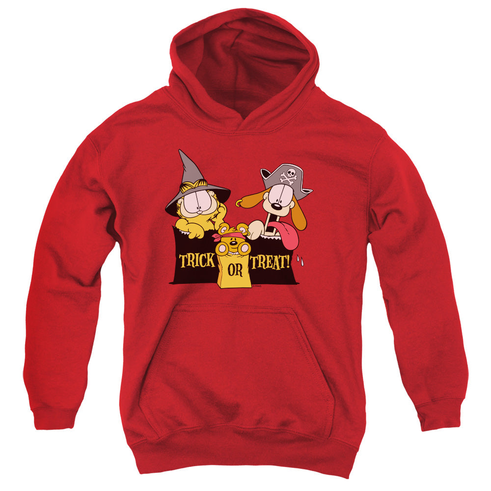 GARFIELD/TRICK OR TREAT - YOUTH PULLOVER HOODIE - RED