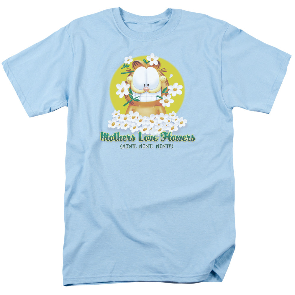 GARFIELD/MOTHERS LOVE FLOWERS - S/S ADULT 18/1 - LIGHT BLUE