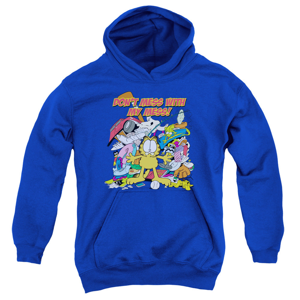 GARFIELD/MY MESS - YOUTH PULLOVER HOODIE - ROYAL BLUE