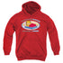 GARFIELD/POP OUT OF BED - YOUTH PULLOVER HOODIE - RED