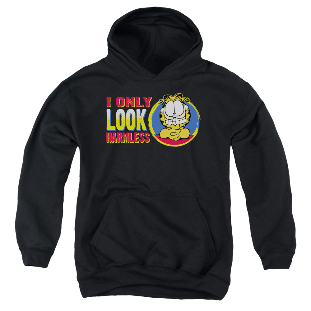 GARFIELD/I ONLY LOOK HARMLESS - YOUTH PULLOVER HOODIE - BLACK