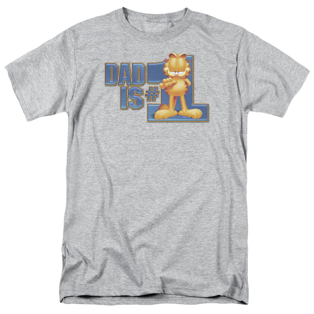 GARFIELD/DAD IS NUMBER ONE - S/S ADULT 18/1 - ATHLETIC HEATHER