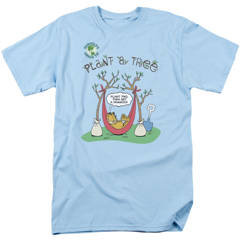 GARFIELD/PLANT A TREE - S/S ADULT 18/1 - LIGHT BLUE
