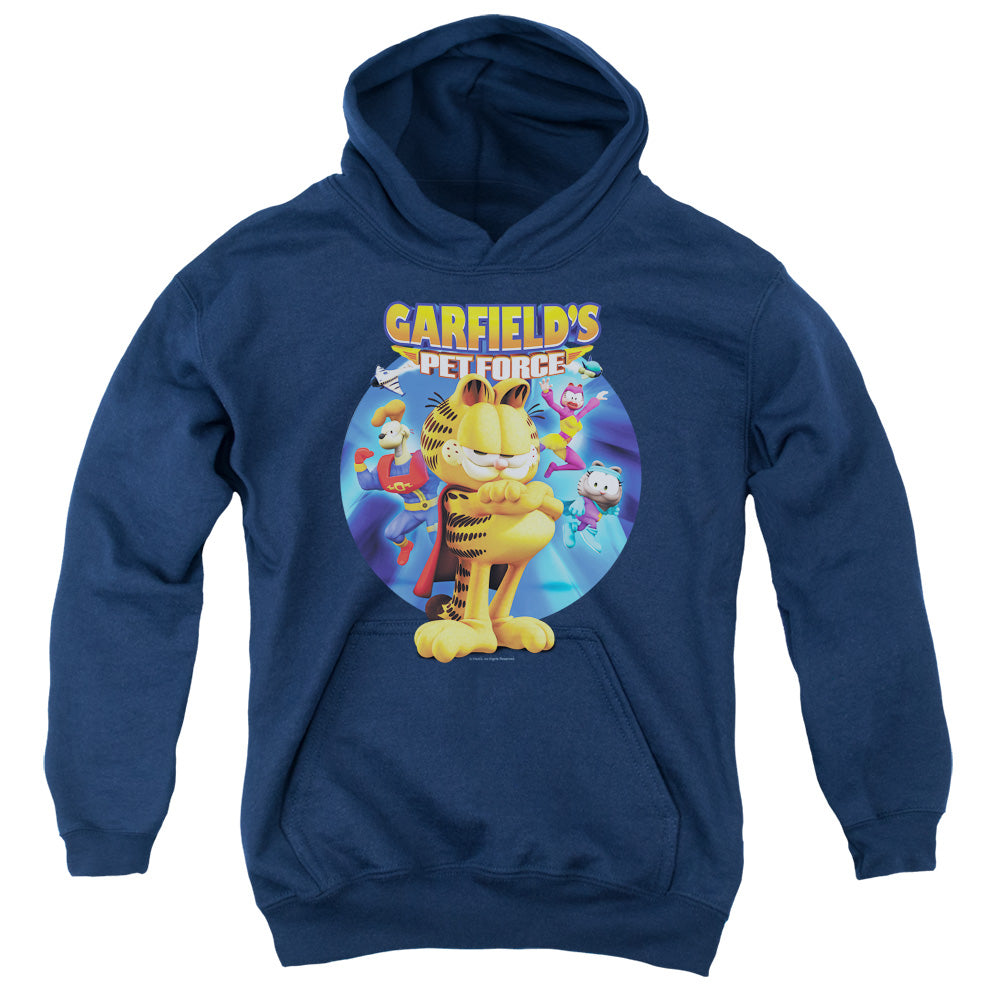 GARFIELD/DVD ART - YOUTH PULLOVER HOODIE - NAVY