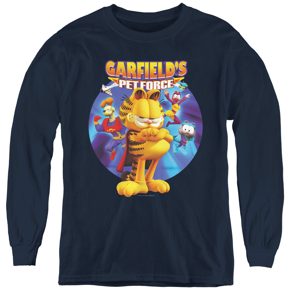 GARFIELD/DVD ART - YOUTH LONG SLEEVE TEE - NAVY