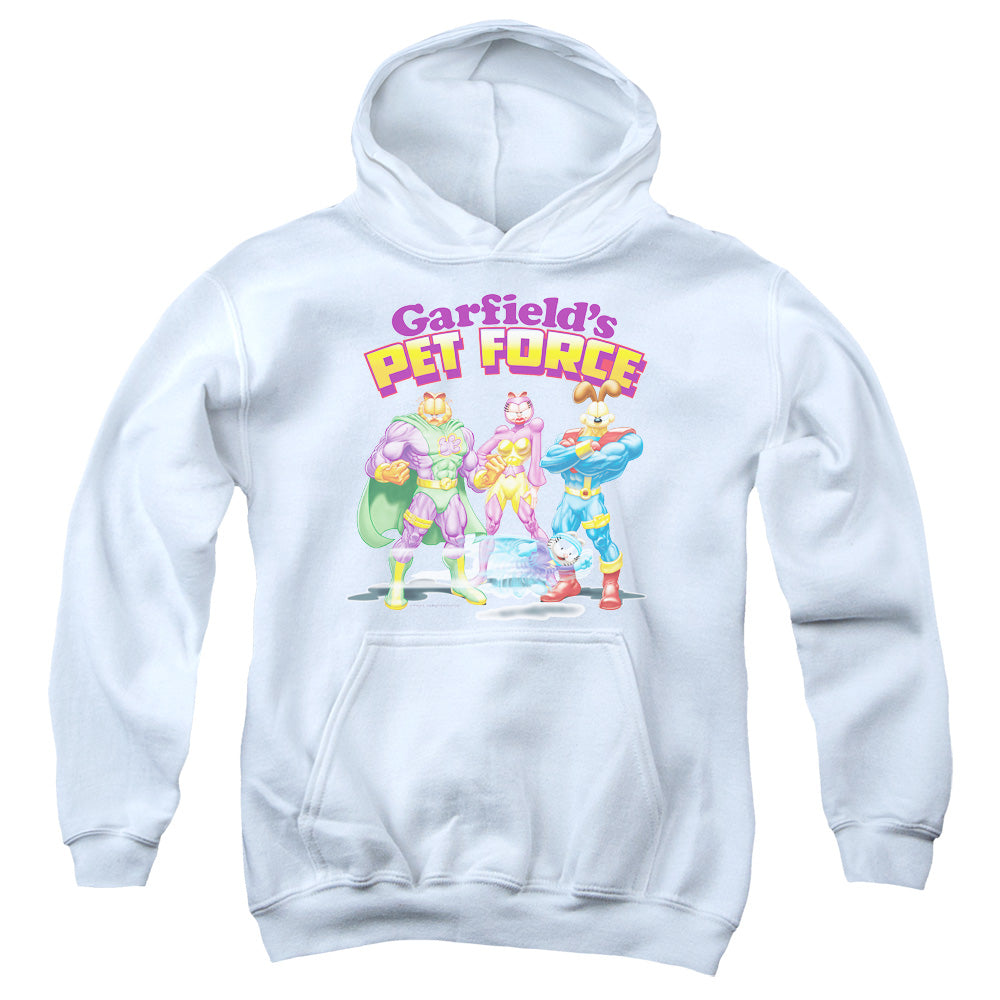 GARFIELD/HEROES AWAIT - YOUTH PULLOVER HOODIE - WHITE