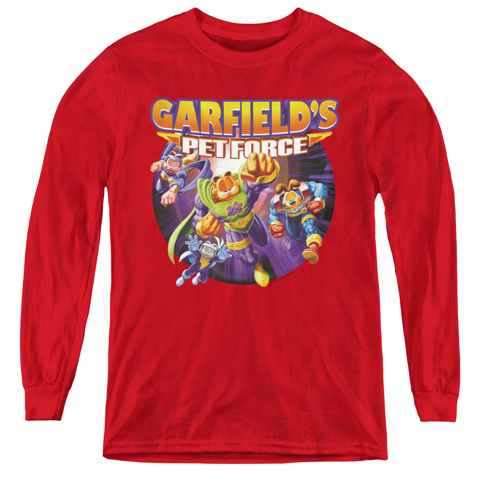 GARFIELD/PET FORCE FOUR - YOUTH LONG SLEEVE TEE - RED