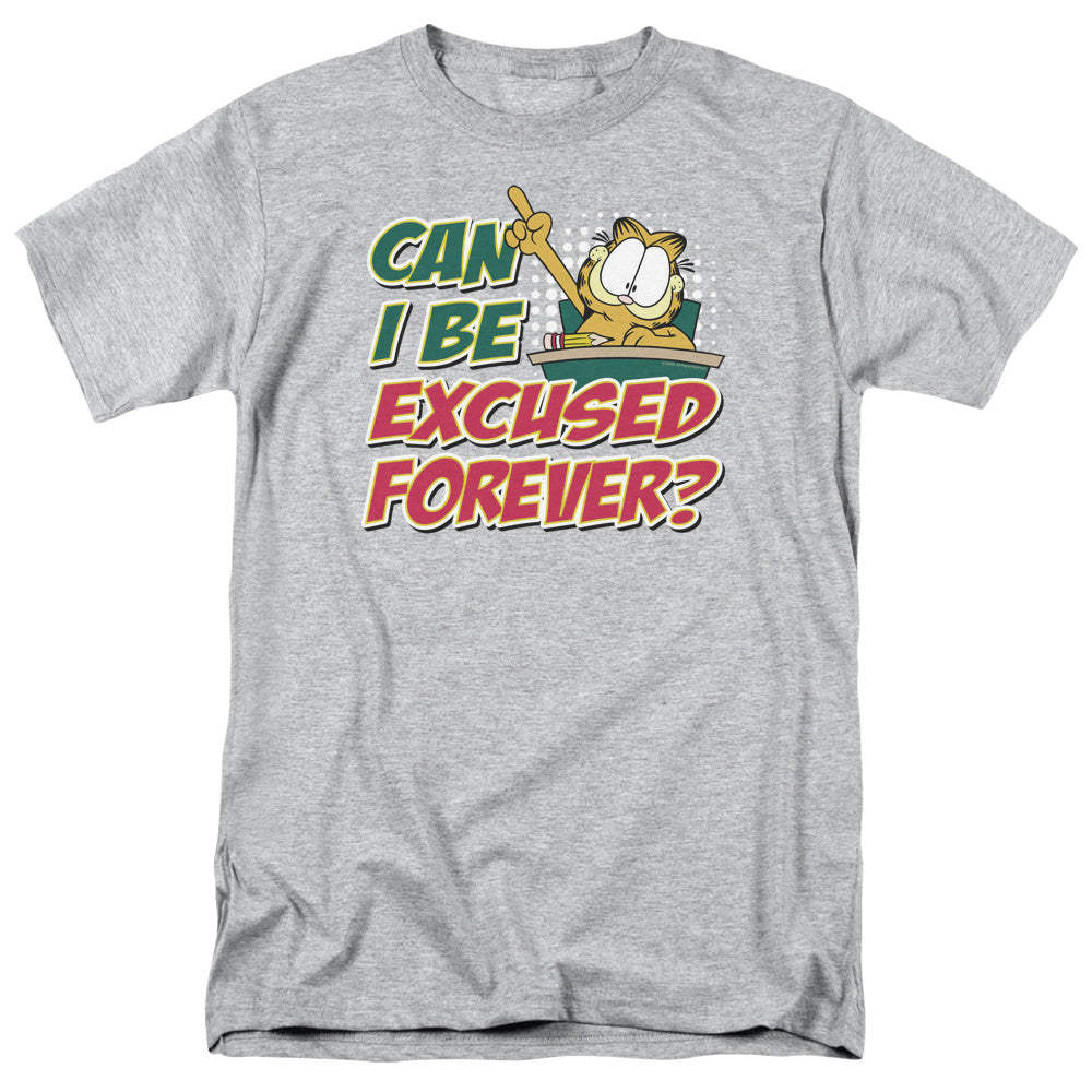GARFIELD/EXCUSED FOREVER - S/S ADULT 18/1 - ATHLETIC HEATHER
