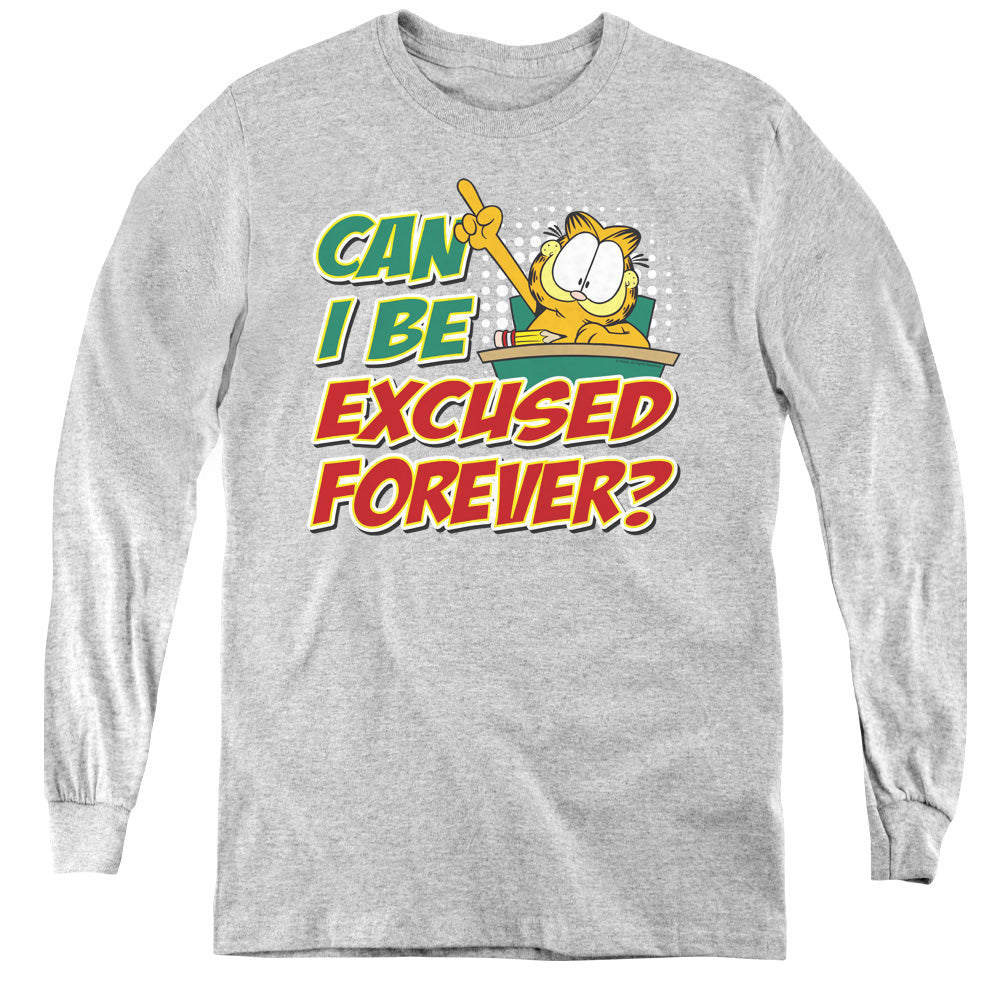 GARFIELD/EXCUSED FOREVER - YOUTH LONG SLEEVE TEE - ATHLETIC HEATHER