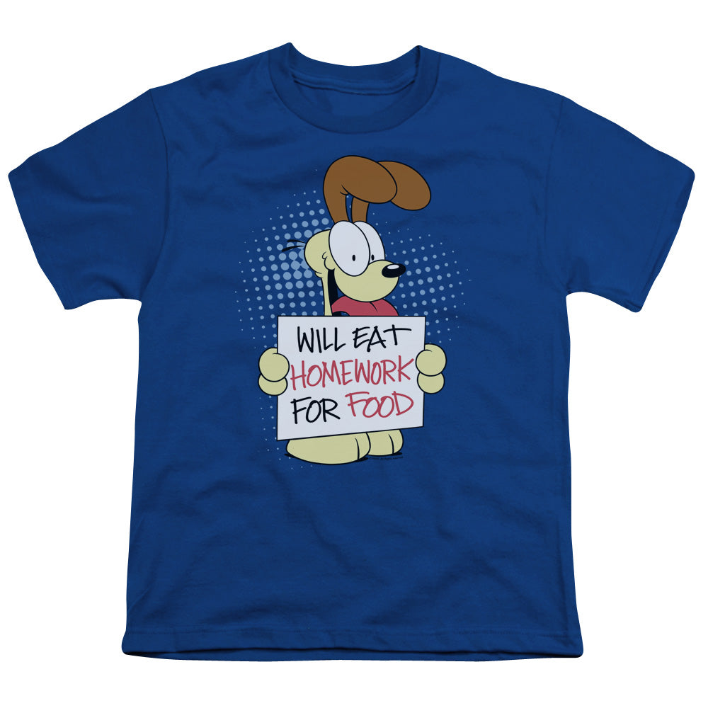 GARFIELD/WILL EAT HOMEWORK - S/S YOUTH 18/1 - ROYAL BLUE
