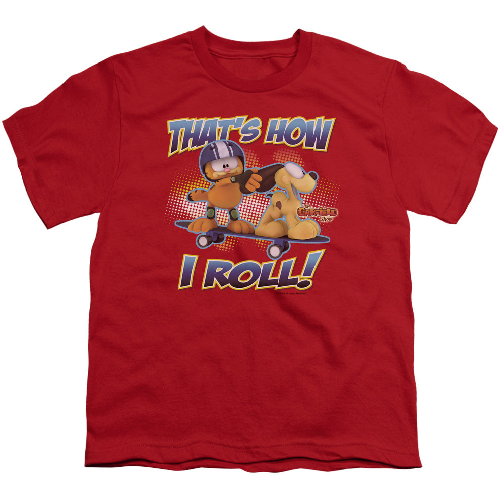 GARFIELD/HOW I ROLL - S/S YOUTH 18/1 - RED