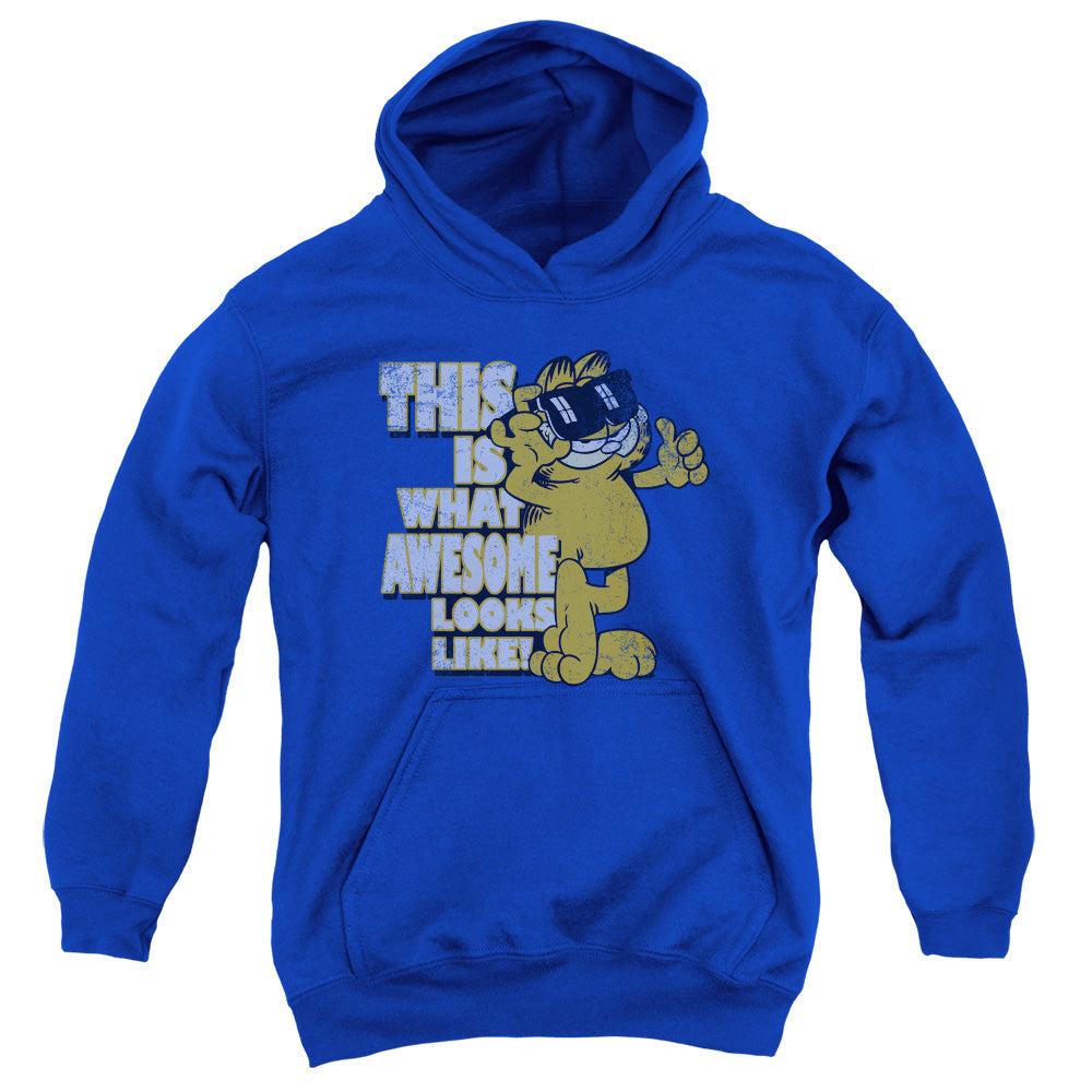 GARFIELD/AWESOME - YOUTH PULLOVER HOODIE - ROYAL BLUE