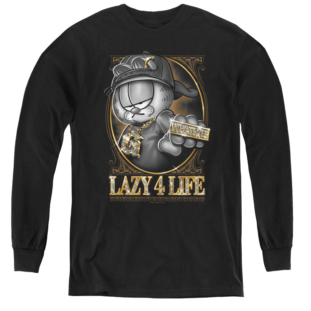 GARFIELD/LAZY 4 LIFE - YOUTH LONG SLEEVE TEE - BLACK