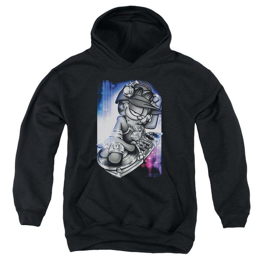 GARFIELD/DJ LAZY - YOUTH PULLOVER HOODIE - BLACK