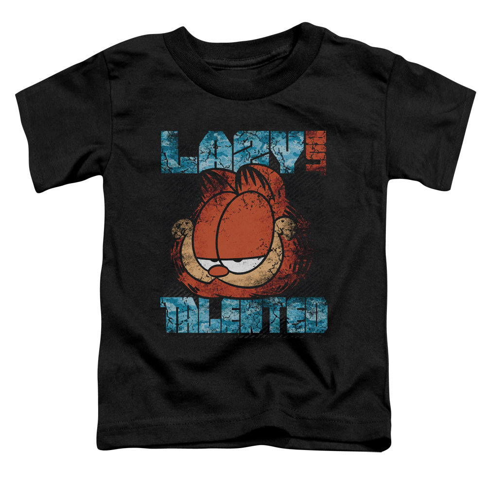 GARFIELD/LAZY BUT TALENTED DISTRESSED - S/S TODDLER TEE - BLACK