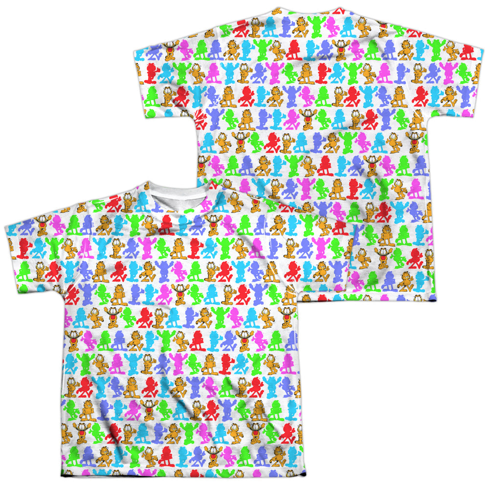 GARFIELD/SILHOUETTES (FRONT/BACK PRINT) - S/S YOUTH POLY CREW - MULTI