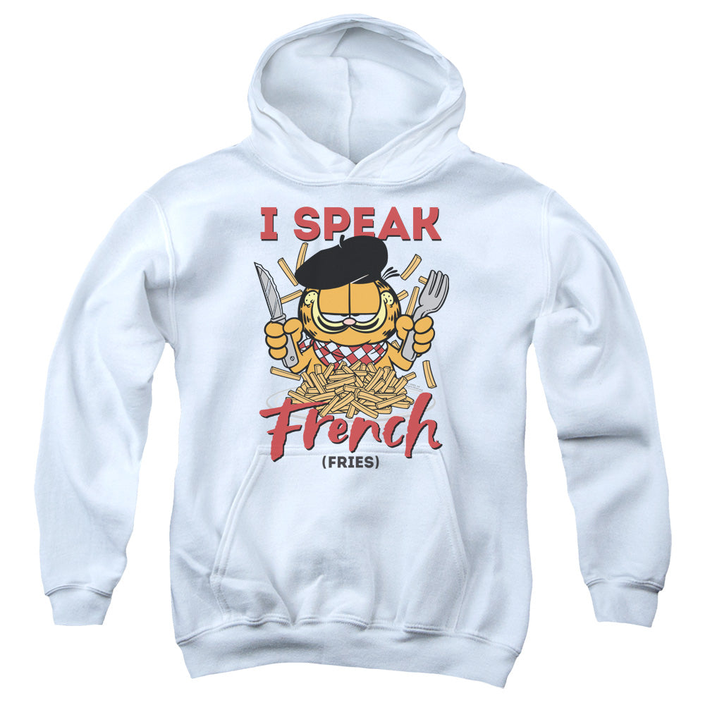 GARFIELD/SPEAKING LOVE - YOUTH PULLOVER HOODIE - WHITE