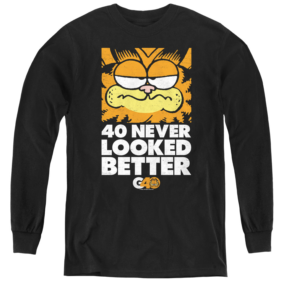 GARFIELD/40 LOOKS - YOUTH LONG SLEEVE TEE - BLACK