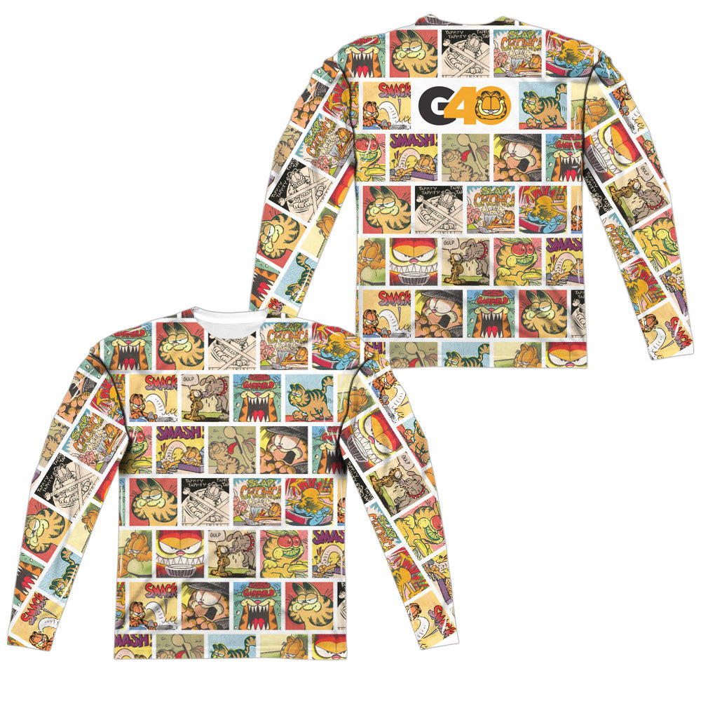 GARFIELD/40TH COLLAGE (FRONT/BACK PRINT) - L/S ADULT POLY CREW  - MULTI