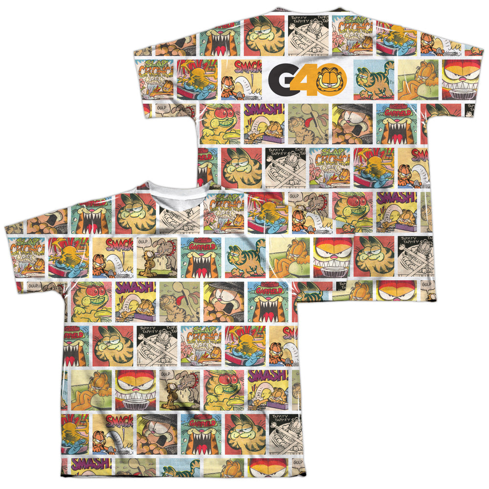GARFIELD/40TH COLLAGE (FRONT/BACK PRINT) - S/S YOUTH POLY CREW - MULTI