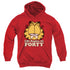GARFIELD/LIFE BEGINS AT FORTY - YOUTH PULLOVER HOODIE - RED