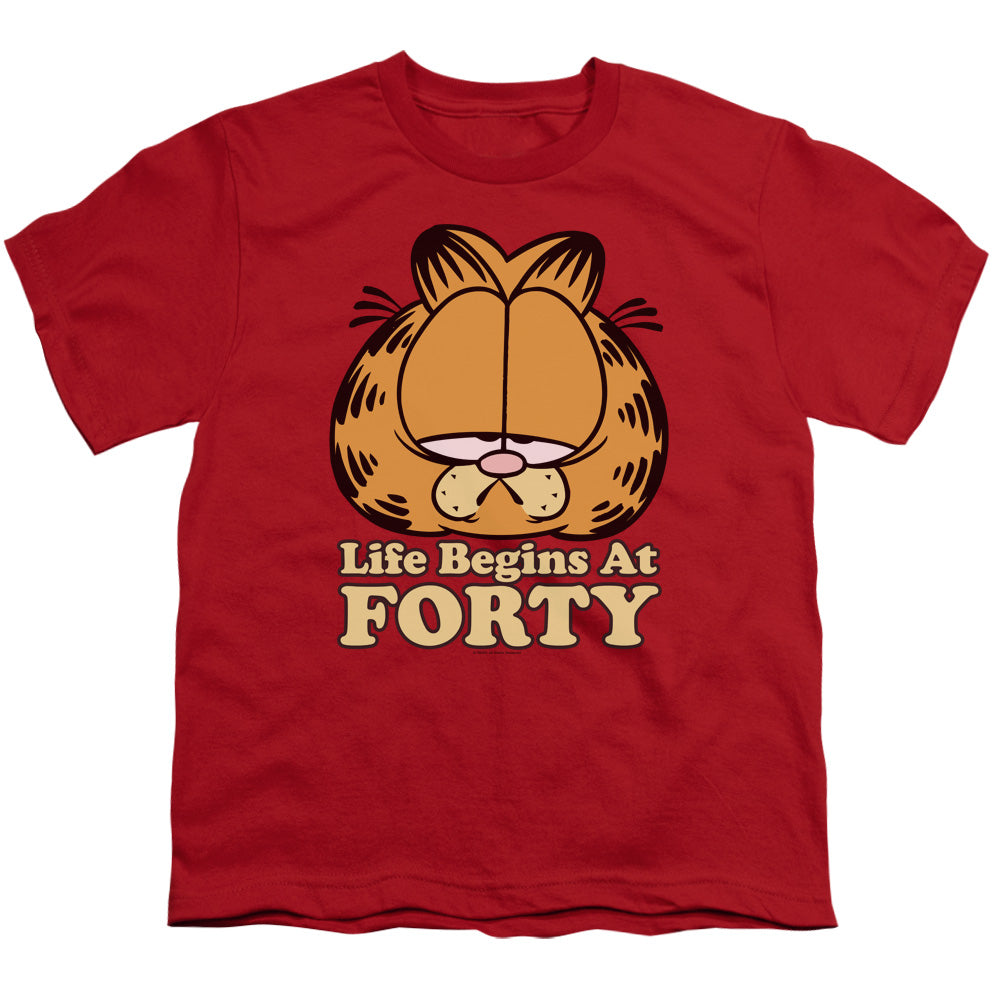 GARFIELD/LIFE BEGINS AT FORTY - S/S YOUTH 18/1 - RED
