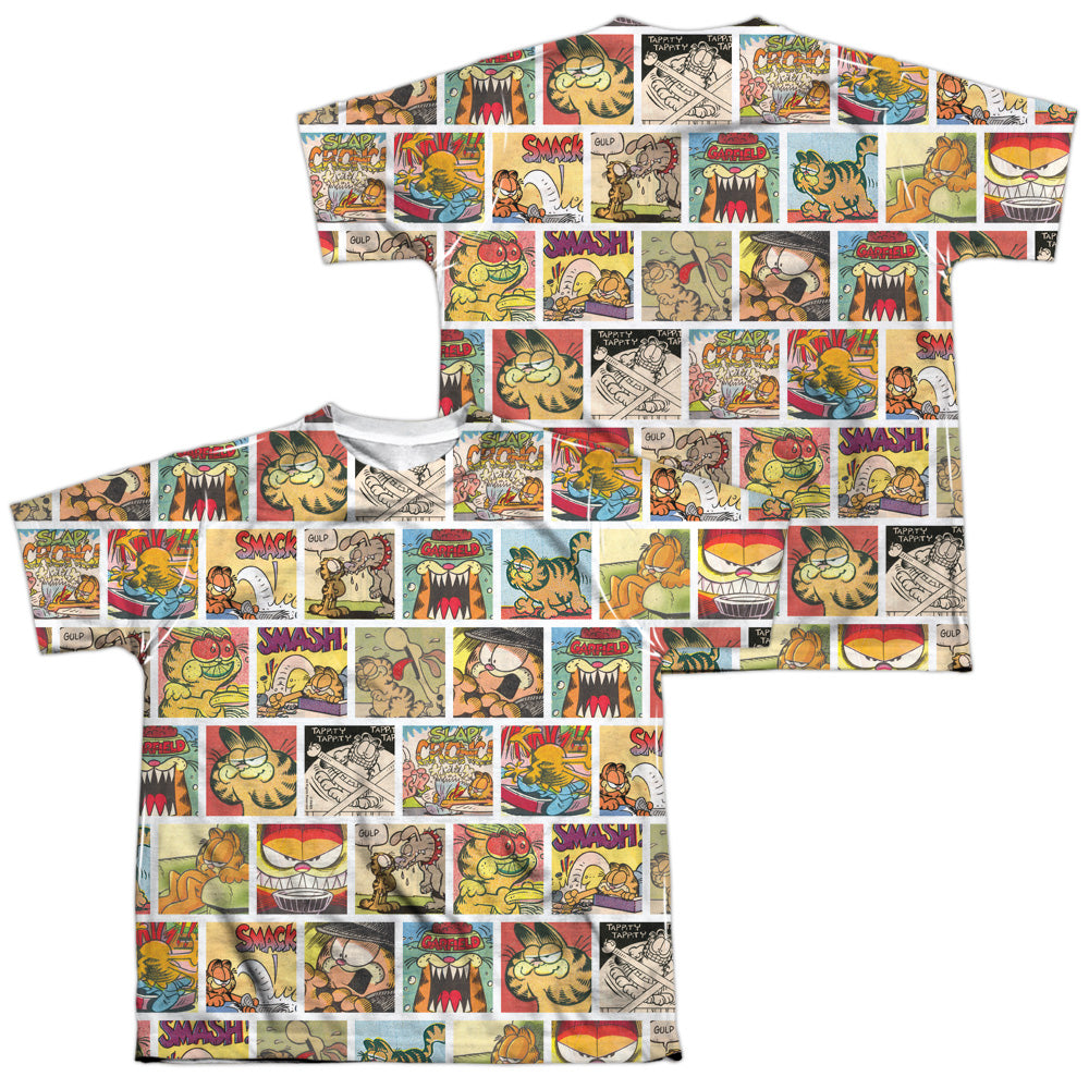 GARFIELD/COLLAGE (FRONT/BACK PRINT) - S/S YOUTH POLY CREW - MULTI