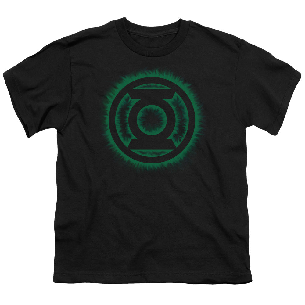 GREEN LANTERN/GREEN FLAME LOGO - S/S YOUTH 18/1 - BLACK