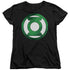 GREEN LANTERN/GREEN CHROME LOGO - S/S WOMENS TEE - BLACK